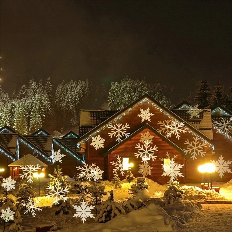 Водонепроницаемый движущийся Снежный лазерный проектор, светодиодный светильник в виде снежинки для рождества, Нового года, вечерние светильник, садовая лампа