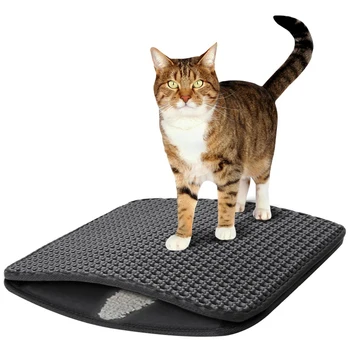 

Cat Litter Mat Double-Layer Honeycomb Rubber Pet Sand Litter Trapper Mat Non-Slip Waterproof Bottom Kitten Toilet Carpet Pad Rug