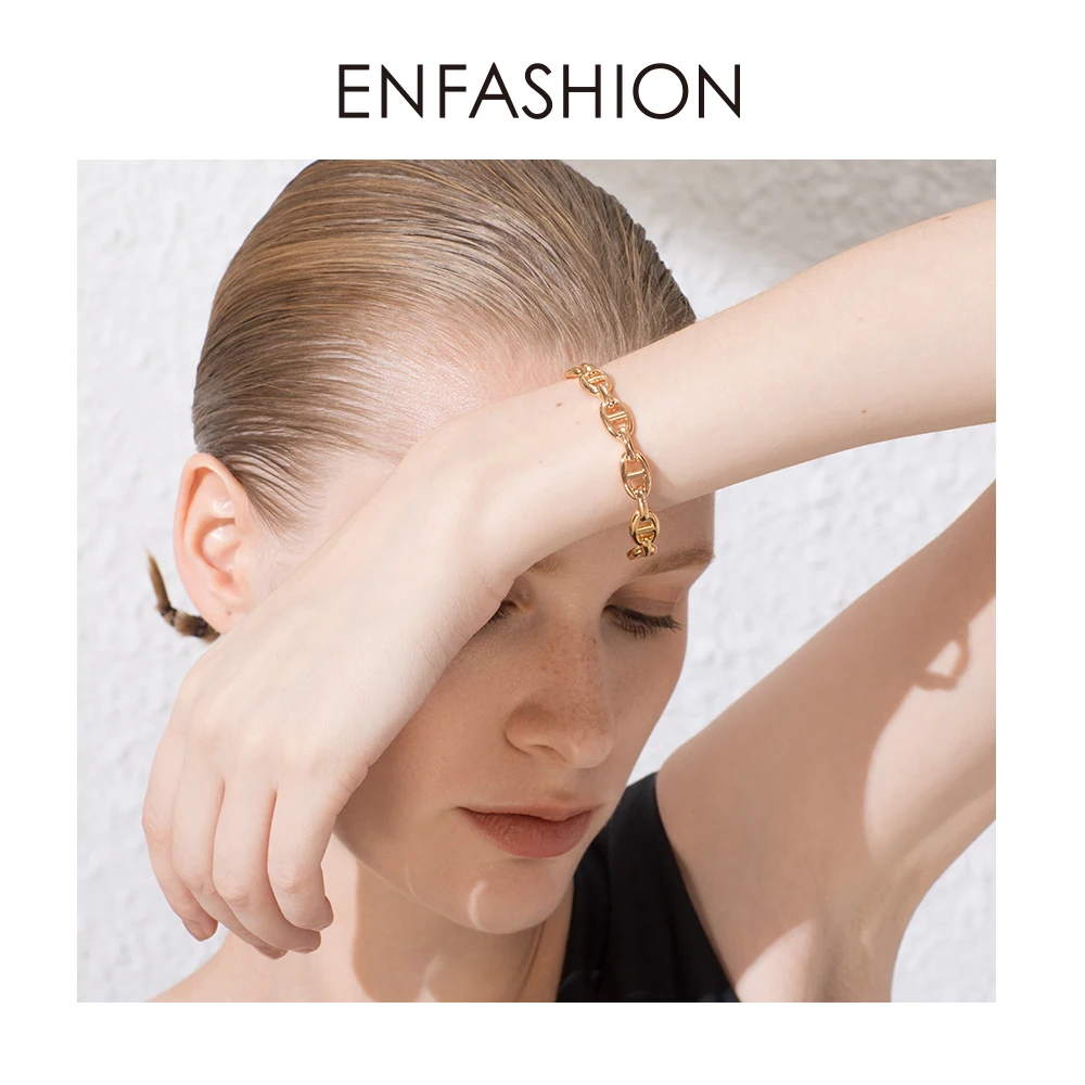 ENFASHION панковские геометрические полые браслеты-манжеты для женщин, золотой цвет, Открытый браслет, модное ювелирное изделие, подарки для женщин, B192050
