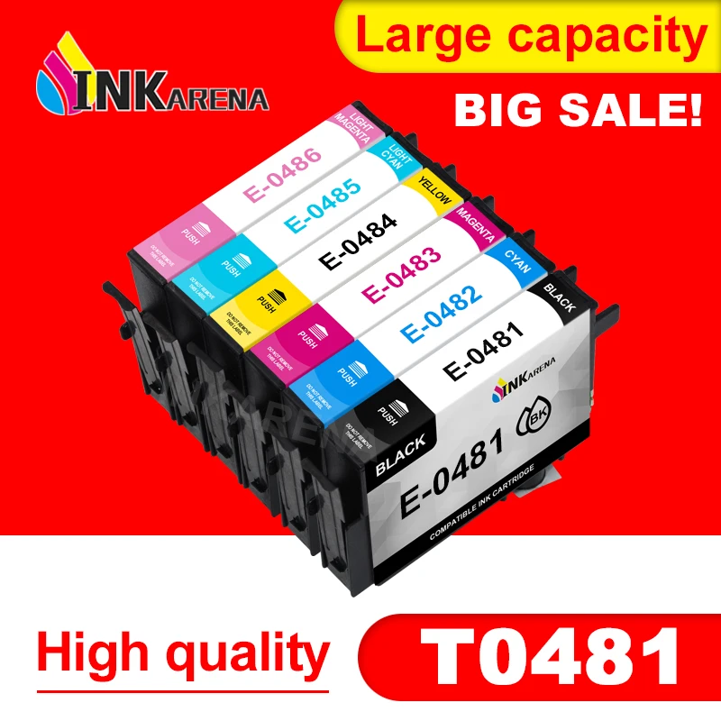 INKARENA 6 Color T0481 Full Ink Cartridge for Epson Compatible Cartridges Stylus Photo R200 R220 R300 R300M R320 R340 RX500 | Компьютеры и