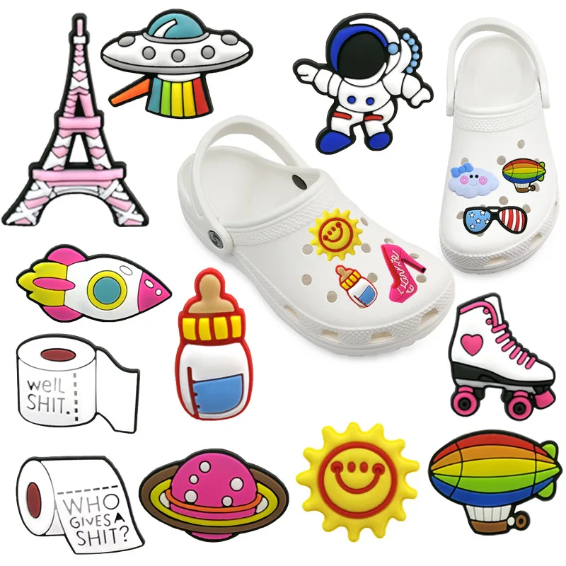 Buy Shoe-Charms-Accessories Bracelets Ufo-Decoration Eiffel-Tower Sun-Skates Doctors Designer 1005001799148851