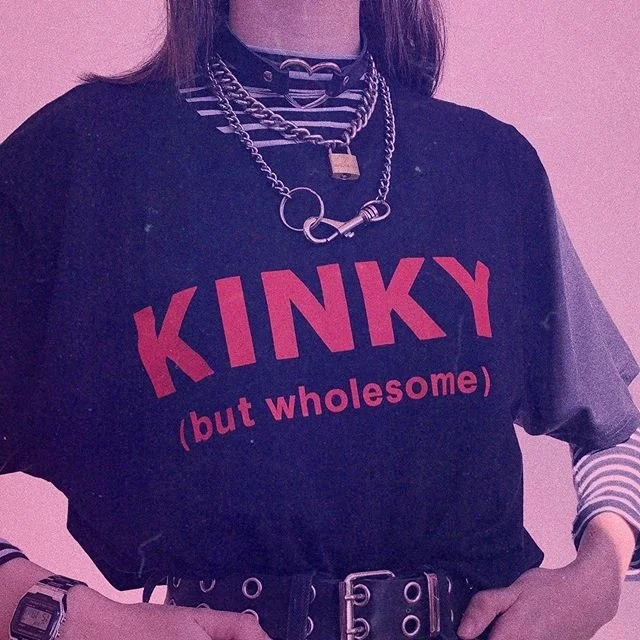 HAHAYULE-JBH Kinky but wholome, футболка с буквенным принтом, летняя модная футболка унисекс, милые футболки, ретро футболки