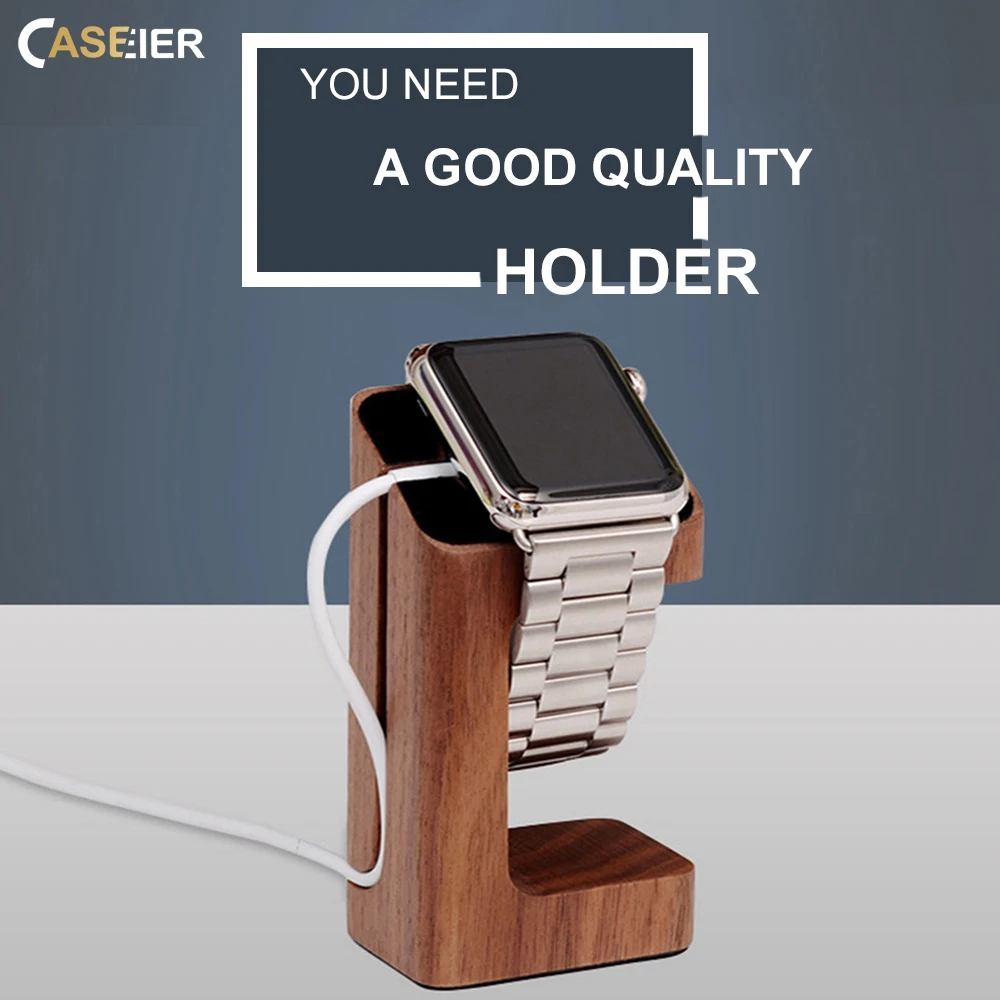 

CASEIER Wooden Charger Stand Holder For iWatch 4 3 Desk Station Bracket For Apple Watch 4 3 2 1 Accessories 38MM 42MM 44MM 40MM