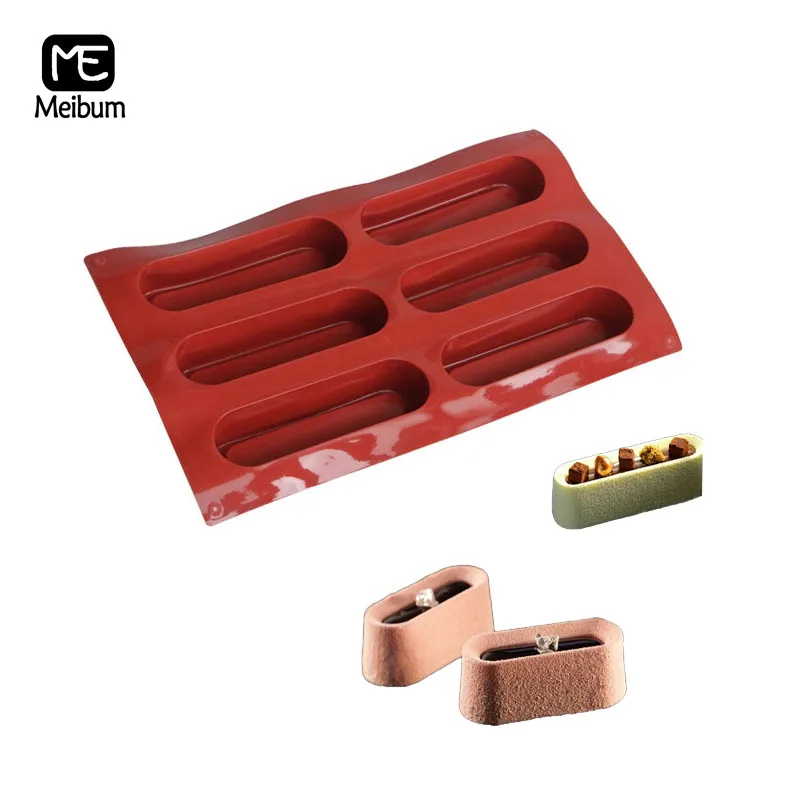 6 Cavity Strip Shape Silicone Mold Handmade Dessert Cupcake Chocolate Mould Mousse Pastry Modle Kitchen Baking Tools | Дом и сад