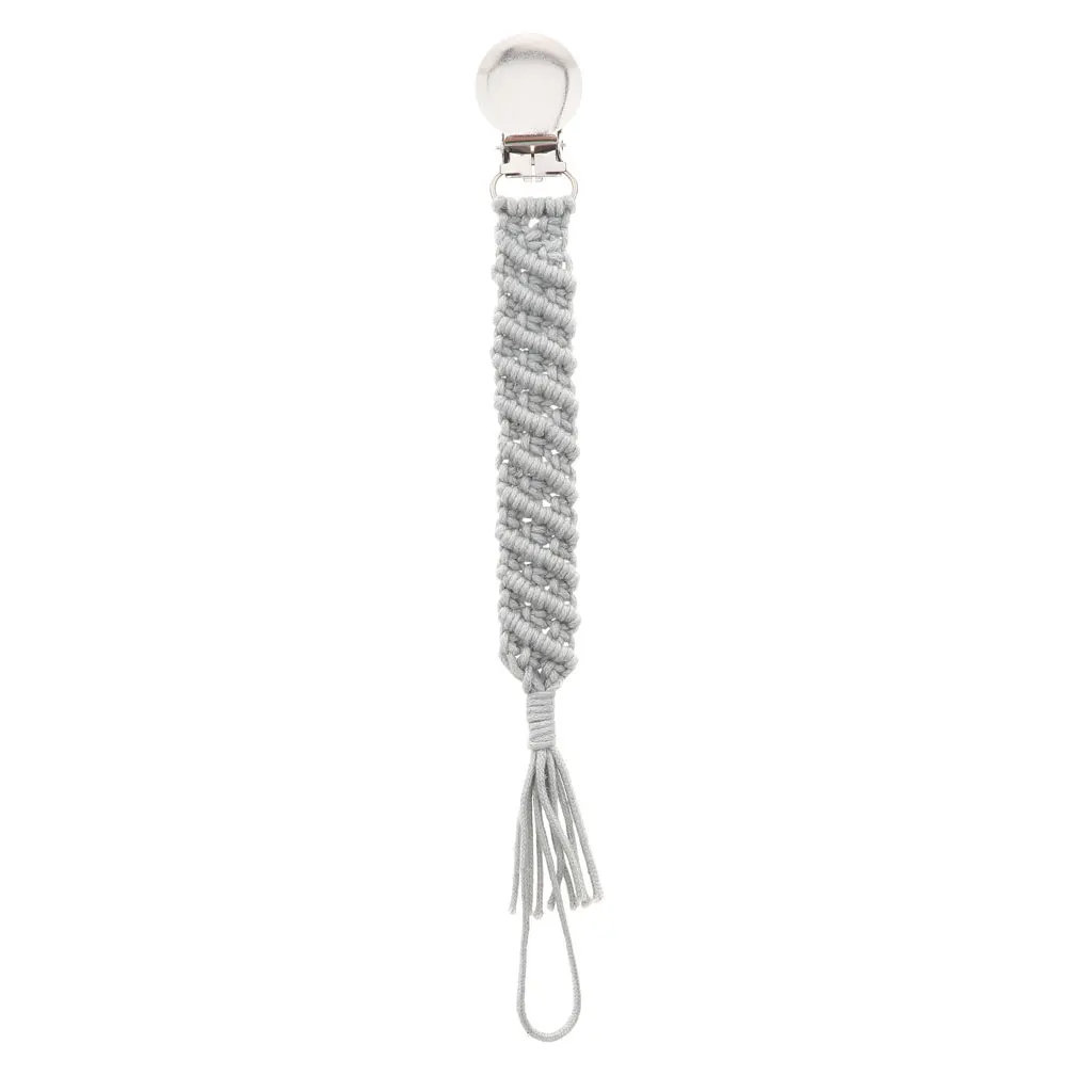 Light Grey-11 Винтажные плетеные хлопковые зажимы для пустышки с цепочкой, держатель для пустышки, ремни для мальчиков и девочек, современный дизайн унисекс - Цвет: Light Grey-11