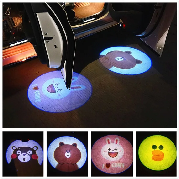 

2pcs Universal Wireless LED Shadow Projector Courtesy Step Lights Welcome Lights Cars Door Shadow Light Laser Emblem Lamps Kit