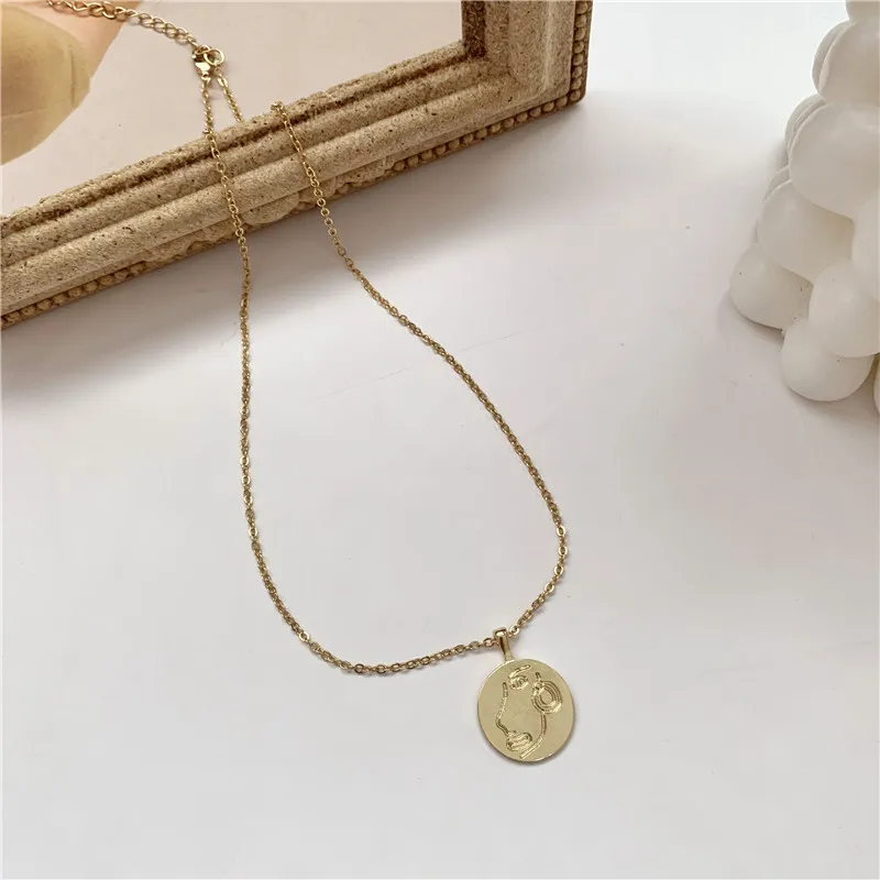 Ожерелье с подвеской для женщин и мужчин винтажная цепочка из сплава круглый