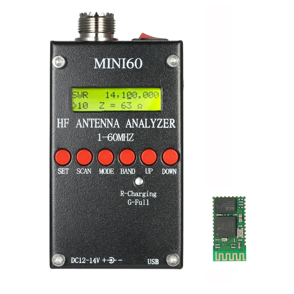 

SARK100 1-60MHz Mini60 Antenna Analyzer AD9851 HF ANT SWR Meter for Ham Radio + Bluetoo Module
