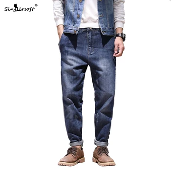 

Light Washing Casual Ankle-Length Jeans Trousers Men Soild Side Stripe Patchwork Denim Pencil Pants Male Summer Fashion 28-42