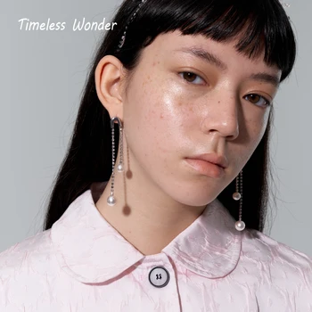 

Timeless Wonder Glam Crystal Zirconia Pearl Drop Earrings Women Jewelry Punk Boho Top Party Designer Hip Hop Ins Rare Gift 3192