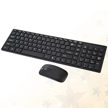 

2.4G Home Keyboard Wireless Keyboard Ultra-thin Office Keyboard with Mouse (Black, with Keyboard Cover, Without Battery)