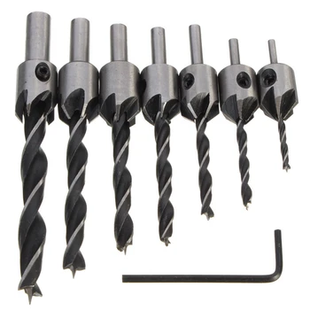 

7pcs 3-10mm Drill Bit Screw Wood Set Tap Reamer Countersink Driver Woodworking
