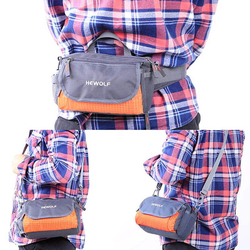 Hewolf Multifunctional Outdoor Waist Bag Resistance Waterproof Nylon Camping Hiking Climbing Fishing Shoulder Bag Crossbody Bag