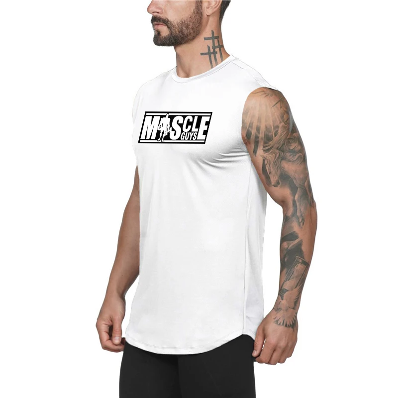 Muscleguys спортивная одежда фитнес Стрингер майка для мужчин хлопок без рукавов майки для мальчиков бодибилдинг майка для тренировок жилет