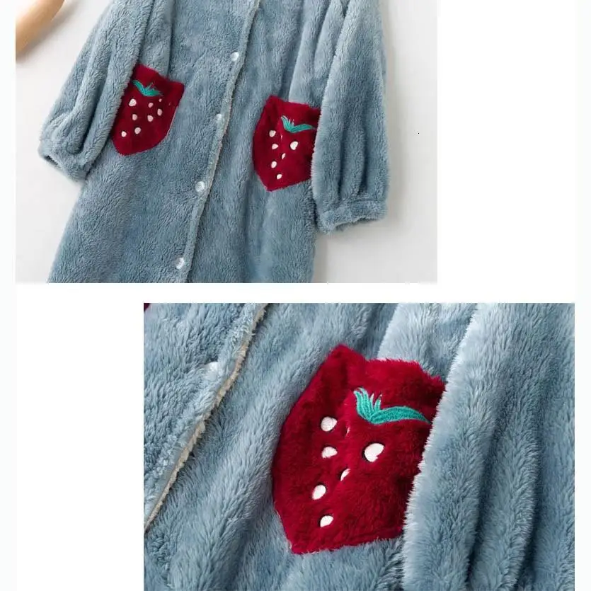 Winter Women Warm Flannel Bathrobe Long Sleeve Thickened Hooded Bath Robe Solid Night Sleepwear Dressing Gown