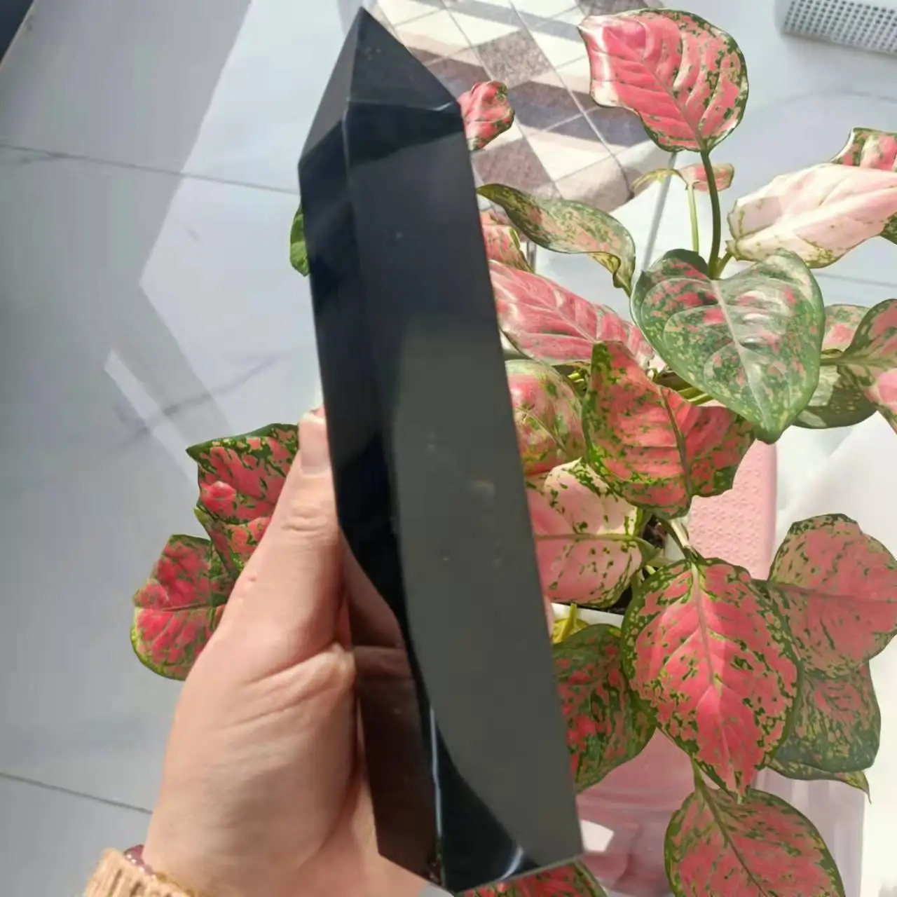Beautiful Natural Crystal Point Obsidian Healing Stone Obelisk Tower Quartz Stick Decorative Home Accessory | Дом и сад