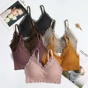 

Breathable Seamless Bra Solid with Chest Pad Adjustable Shoulder Strap Vest Base Anti-Exposure Wrap-around