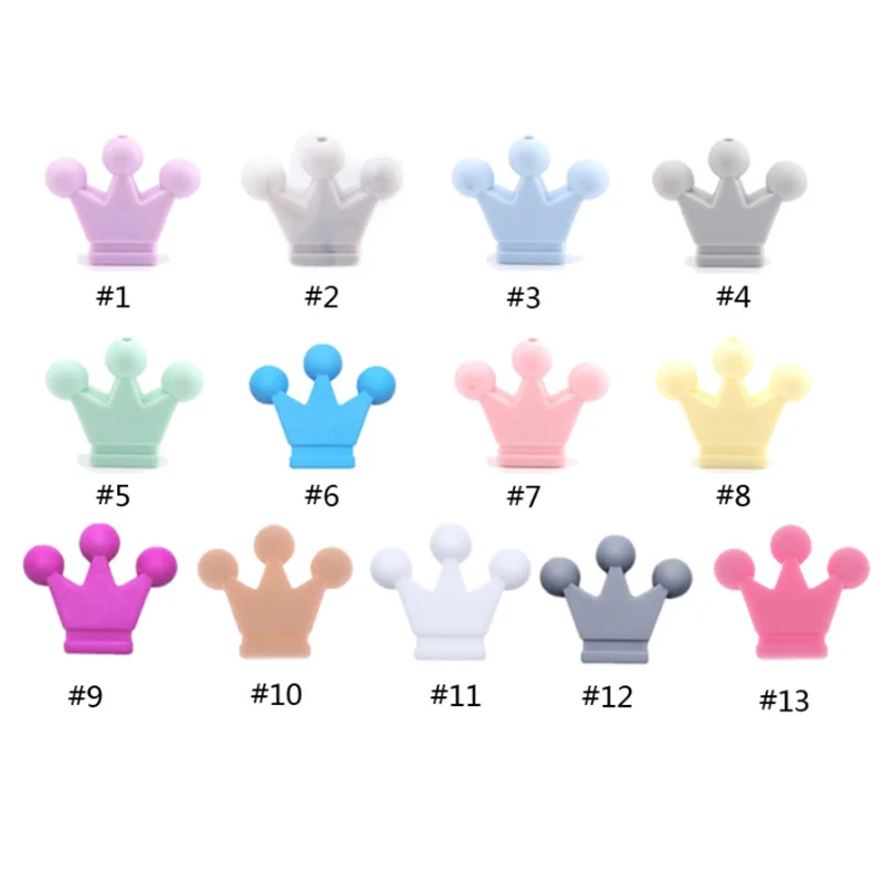 20Pcs 크라운 실리콘 구슬 Teething 장난감 음식 학년 실리콘 DIY Pacifier 체인 펜던트 액세서리 Babi teether kids toy
