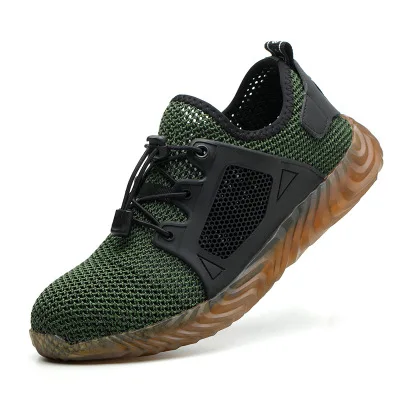 Litthing размера плюс 48 защитная обувь со стальным носком Летняя дышащая легкая Противоударная устойчивая повседневная обувь - Цвет: green