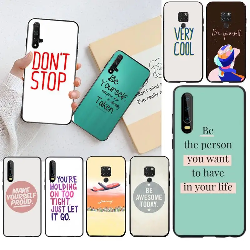 Милый Блестящий телефонный чехол с позитивными цитатами для Huawei P40 P30 P20 lite Pro Mate 20 P