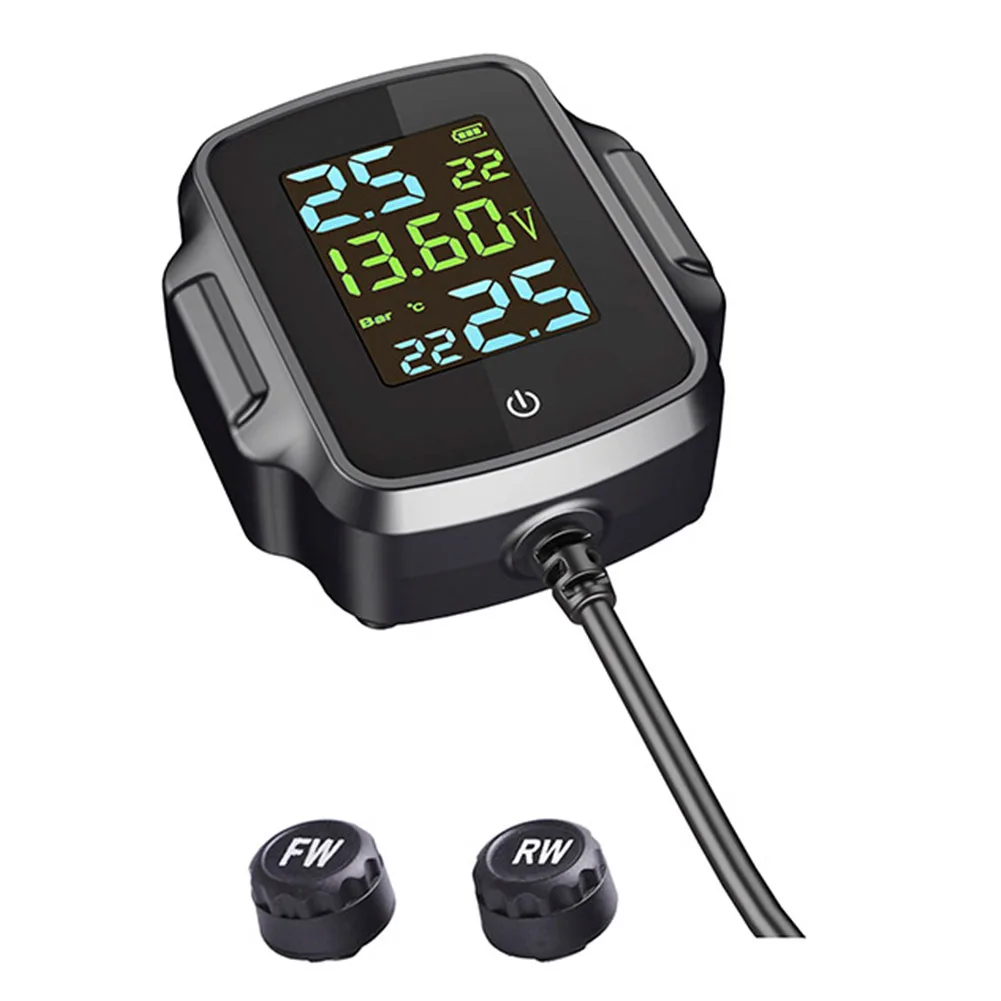 

Motorcycle TPMS Motorbike Tire Pressure Monitoring System Tyre Temperature Alarm System with QC 3.0 USB Charger for Cell Phone
