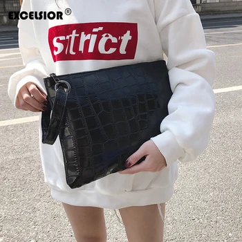 

EXCELSIOR Women's Even Clutch New Arrival PU Leather Women's Bag Alligator Clutches Handbags for Female 2020bolsa feminina