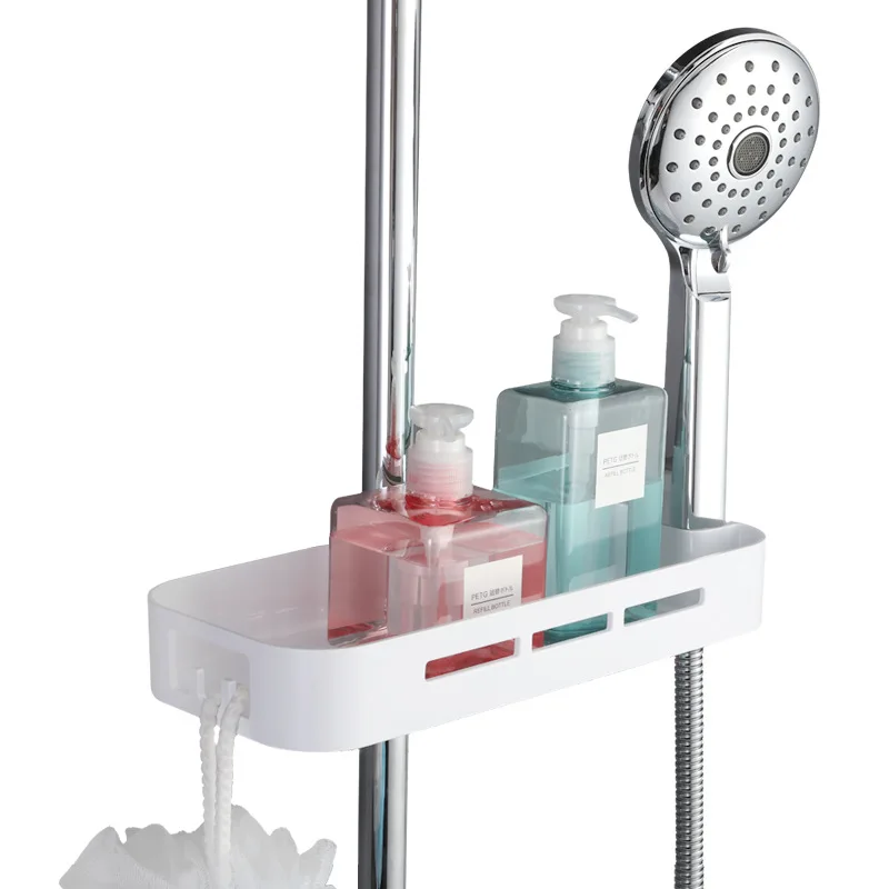 

1pc Bathroom Shelf Bathroom Adhesive Storage Rack Hook Kitchen Home Decoration Corner Shower Shelf Rack Storage Rack Accessories