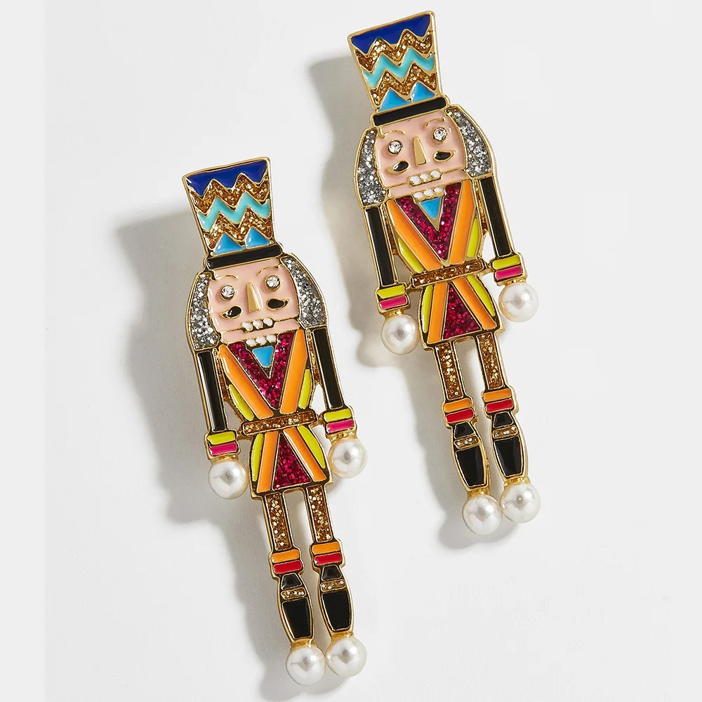 

Miwens New Christmas Chic Nutcracker Clara Drop Earrings For Women Sparkly Colorful Crystal Ornament Dangle Statement Earrings