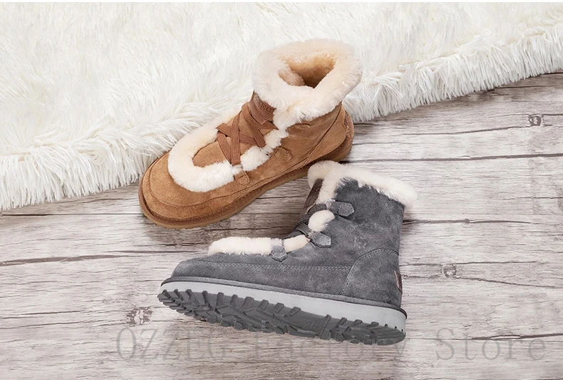 OZZEG/Роскошные брендовые дизайнерские зимние ботинки женская австралийская подкладка из натуральной овечьей шерсти зимняя обувь из натуральной кожи с мехом женская обувь наивысшего качества