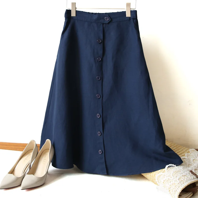 Elegant Japanese Style Natural Cotton Linen Skirt Dress Women's Autumn Clothing A- line Skirt Boutique WOMEN'S Dress Batch