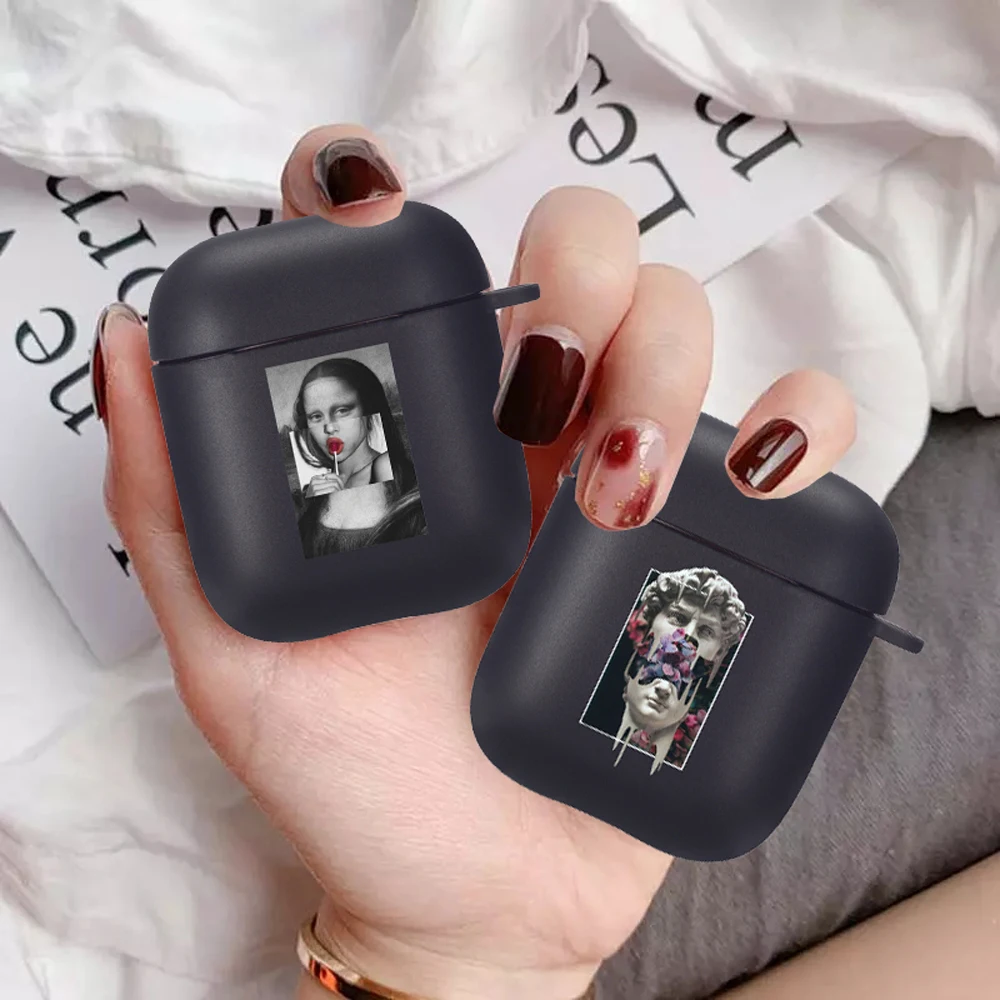Мягкий ТПУ чехол со смайликом Мона Лиза для Apple Airpods 2/1 3 наушники Coque Protector Fundas Pro Air