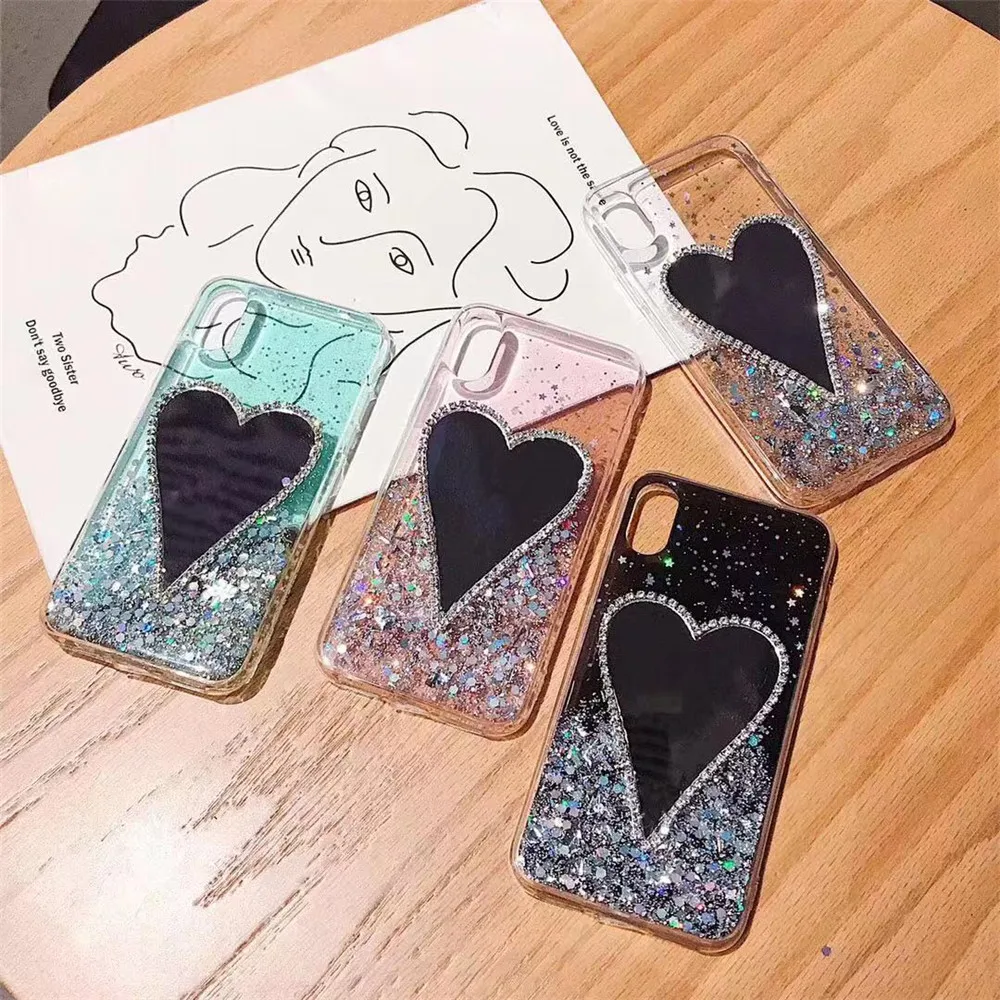 

Flash DIY Love Luxury Makeup Mirror Phone Case for iPhone 6 6s 7 8 Plus 10X iPhone XS XS MAX XR X Fundas