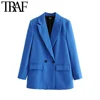 TRAF Women Chic Office Lady Double Breasted Blazer Vintage Coat Fashion Notched Collar Long Sleeve Ladies Outerwear Stylish Tops ► Photo 1/6