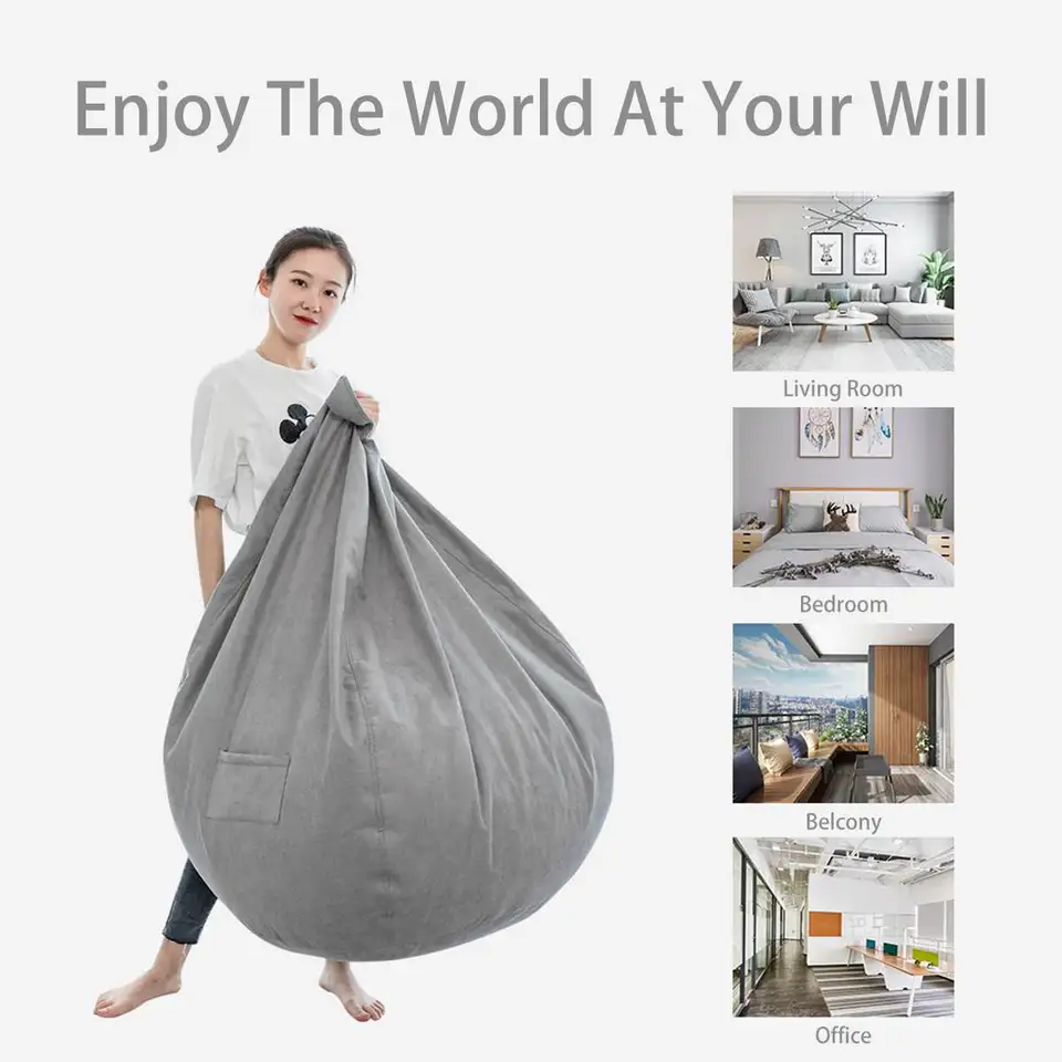 Nesloth Lazy Beanbag Sofas Cover Chairs Without Filler Velvet
