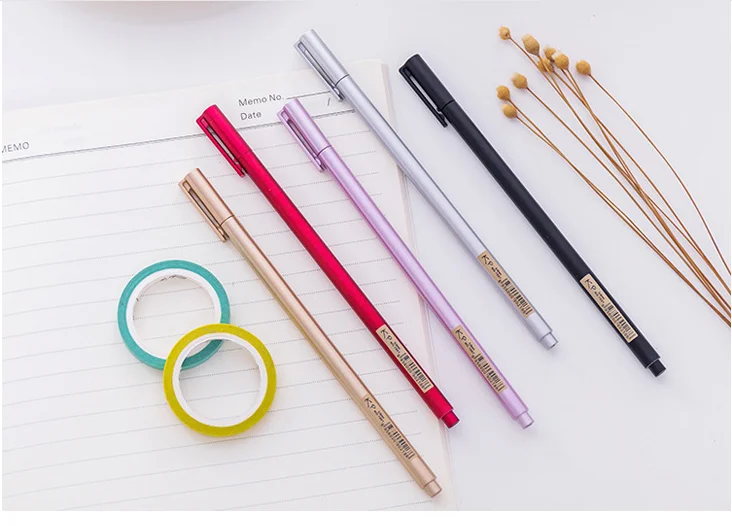100pcs/Lot Gel Pen Wholesale Creative Metal Feel Neutral Pen 0.5mm Sarbon Black Student Office Writing Supplies GP779