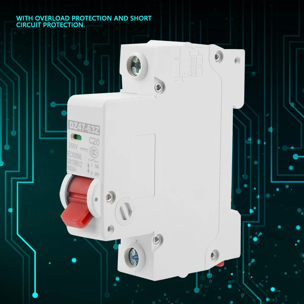 DZ47-63Z-1P 20A DC Миниатюрный автоматический выключатель защита от утечки воздушный переключатель фотоэлектрический DC Миниатюрный автоматический выключатель