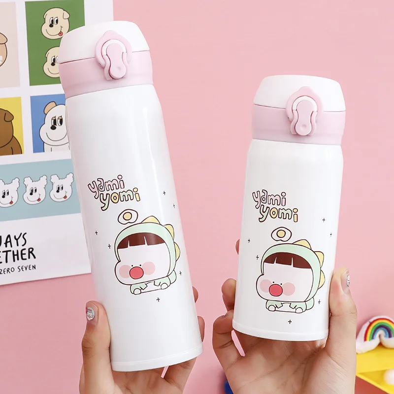 

Cartoon Bounce Cover Insulated Cup Students GIRL'S Portable 304 Stainless Steel Large Capacity Portable Children Hot Water Cup