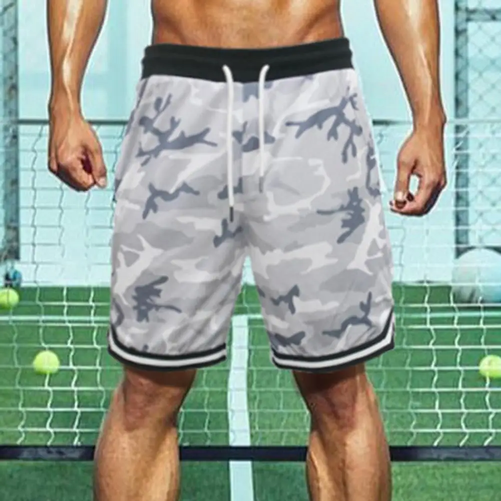 Plus Size Men Fitness Shorts Camouflage Design Waist Drawstring Polyester Quick Dry Sports Board Shorts Men Casual short homme 4
