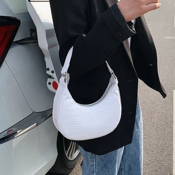 

Ins Chic Crocodile Pattern Women Shoulder Messeger Bag Casual Handbags Leather Chain Underarm Package Female Purse Clutch Ladies