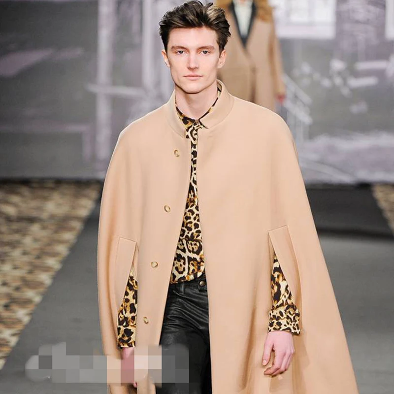 Autumn and Winter New Cape Cape Cape Coat coat collar Korean version of the bat shirt men's wool coat show in the long Autumn and Winter New Cape Cape Cape Coat coat collar Korean version of the bat shirt men's wool coat show in the long