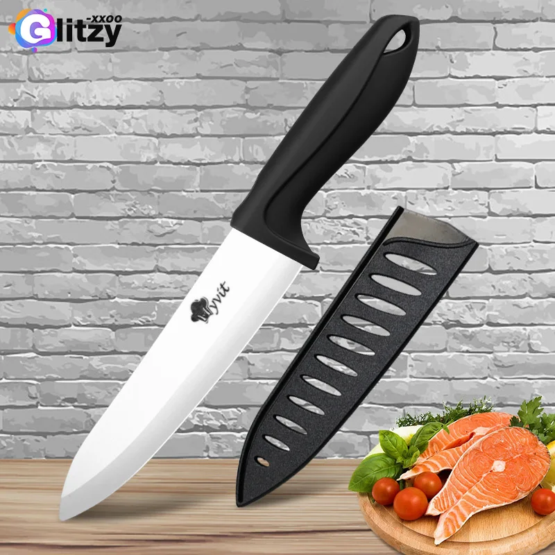 Myvit Ceramic Knives with Sheaths Covers 6 Kitchen Chef Knife 3 4 5  Paring Knife Slicer with Peeler Multicolor Soft-Grip Handle 