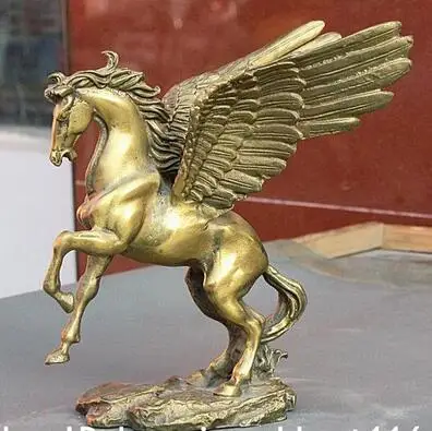 Бесплатная доставка 6 &quotМиф китайская фэн-шуй медная латунная статуя Пегаса