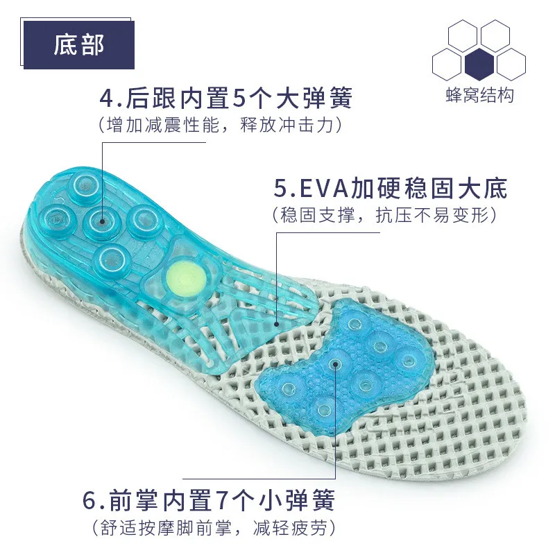 EVA Spring Silicone Orthopedic Shoes Sole Sport Insoles Arch Support Inserts Plantar Fasciitis Sneaker Built-in Spring Insole extra co