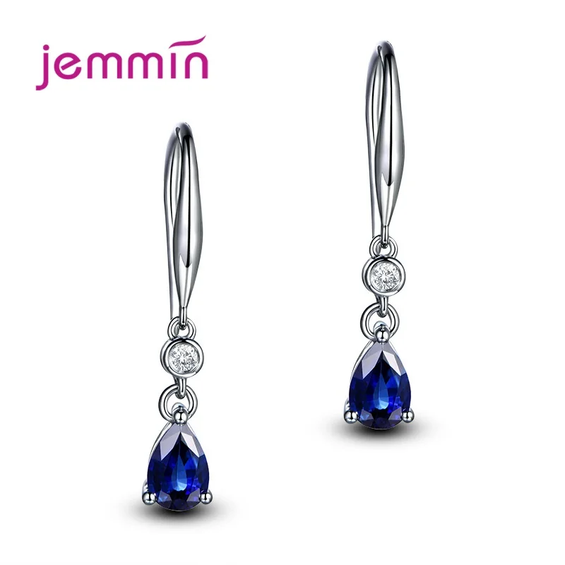 

Romantic 925 Sterling Silver Teardrop Cubic Zircon Dangle Earrings Women Female Wedding Bridal Fine Jewelry