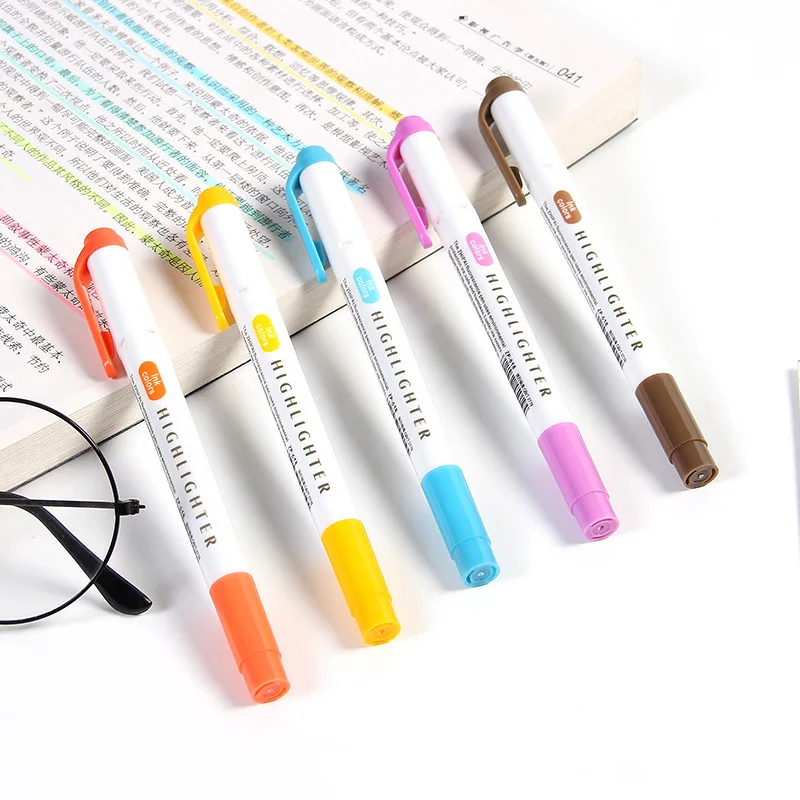 25 Colors Double Head Highlighter Pen Colors Fluorescent Highlighters Art Marker School&Office Art Stationery Supply