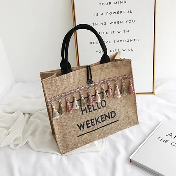 

Cotton and linen weaving women's handbags fashion breathable new women's shoulder bags factory discount hot sale large capacity