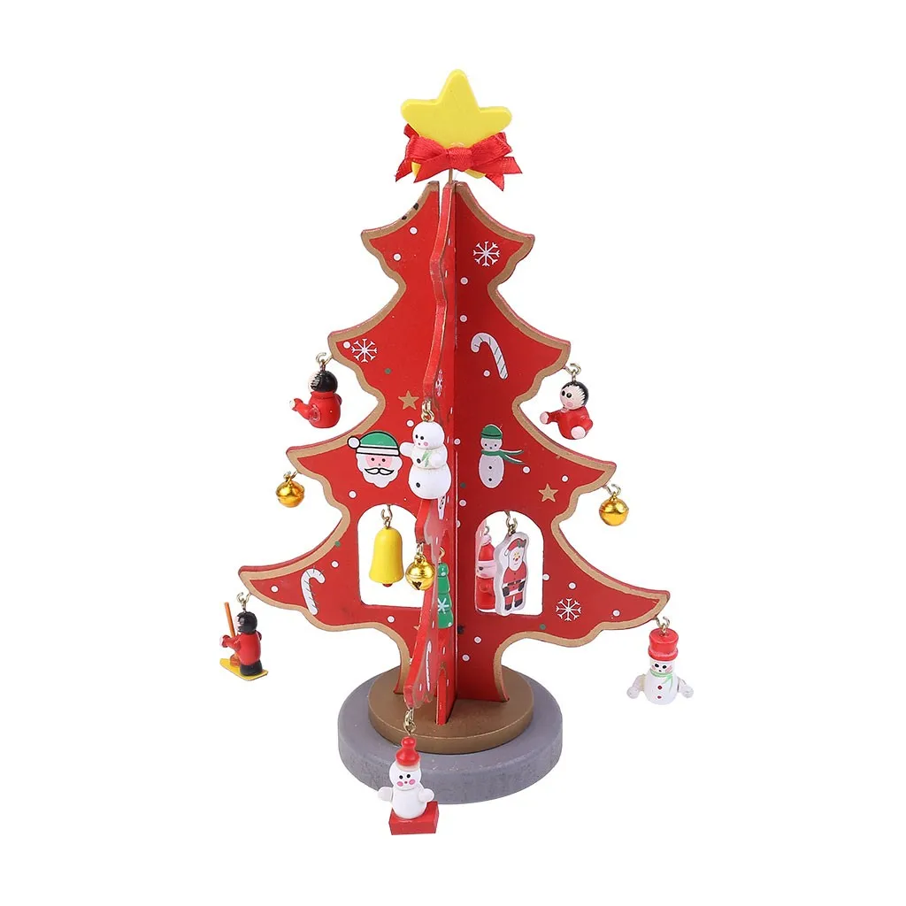 Креативная Деревянная Рождественская елка, украшение, рождественский подарок, игрушка с орнаментом, Рождественское украшение для дома, подвесное украшение - Цвет: Красный