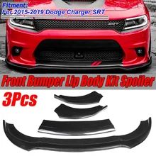 3 uds aspecto de fibra de carbono/Negro coche parachoques delantero divisor labio cuerpo Kit Spoiler difusor protector para esquivar para cargador SRT 2015-2019