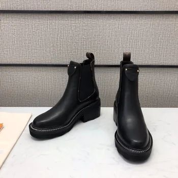 

Hot Sale Shoes Women Autumn/Winter Classic Genuine Leather Women Boots Ankle High Heels Sold Sewing Women Boots Zapatos De Mujer