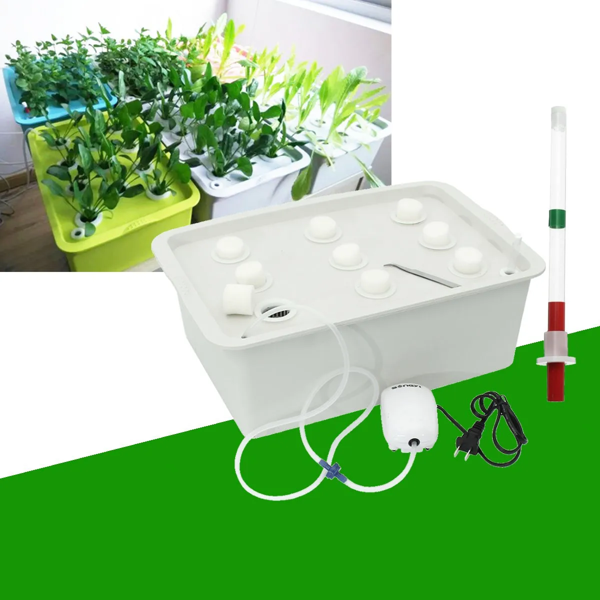 

9 Holes US Plug 220V Plant Site Hydroponic System Indoor Garden Cabinet Box Grow Kit Bubble Garden Pots Planter Nursery Pot